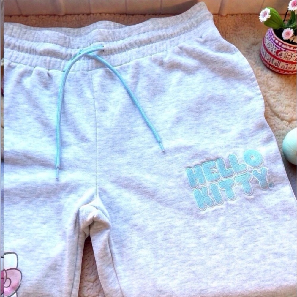 Hello Kitty Sweatpants Heather Grey | Coquette Kawaii Y2K NWOT - Picture 5 of 10